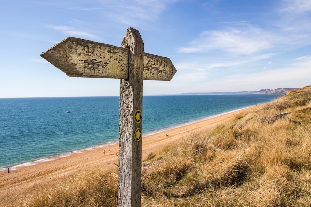 Coastal walking views along the South West Coast Path near Beaminster, West Bexington, West Bay, Seatown and Golden Cap, showing dramatic cliffs, sea views and countryside landscapes.