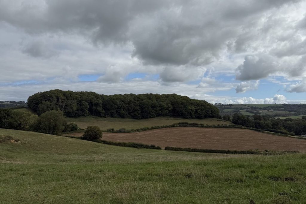 : Rainy day landscape in Dorset, West England, showing what to do in West Dorset on a rainy da
