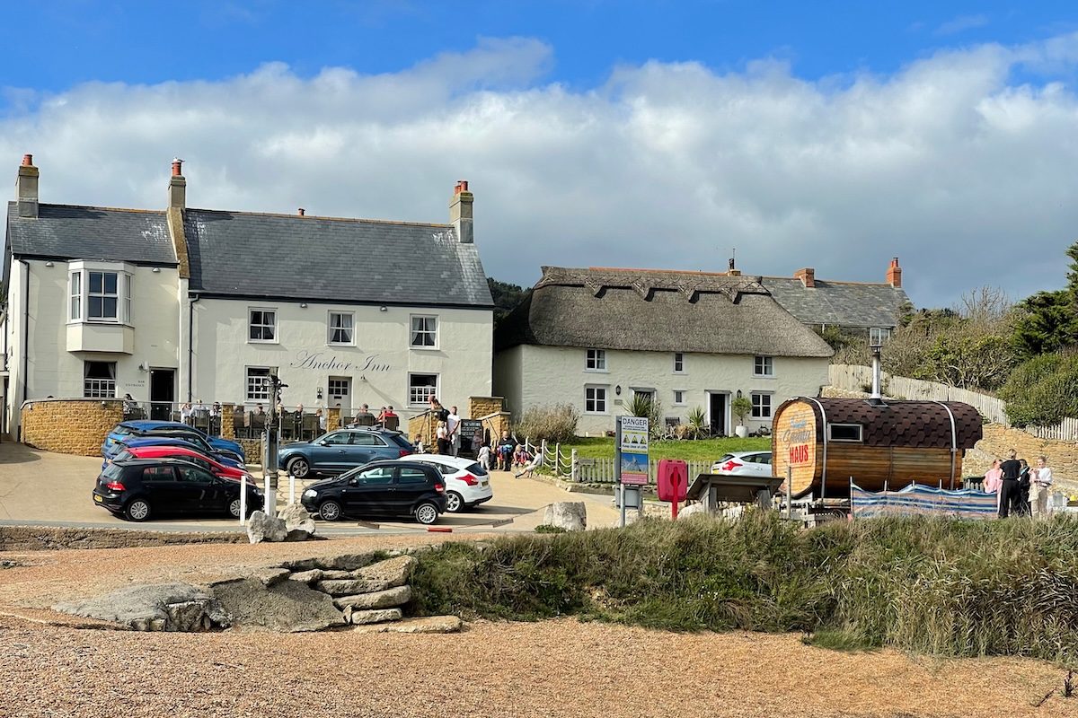 The Anchor Inn in Bridport, a coastal Dorset pub featured in a guide to the best pubs in and around Beaminster, shown with its traditional exterior and seaside setting.
